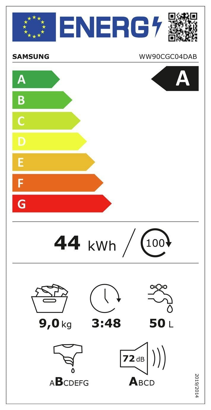 Samsung AI Energy WW90CGC04DAB 9kg Washing Machine - Black