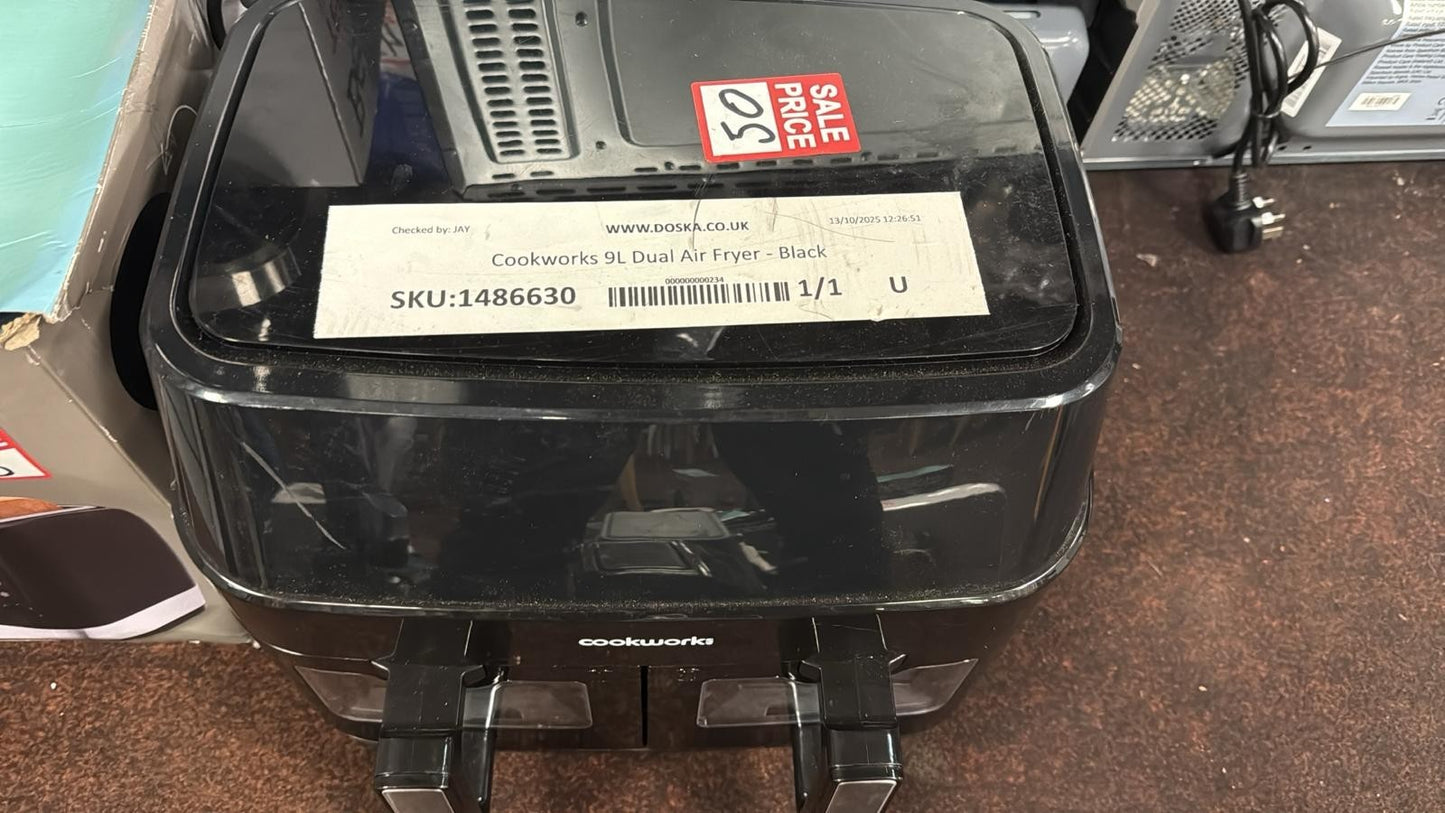 Cookworks 9L Dual Air Fryer - Black