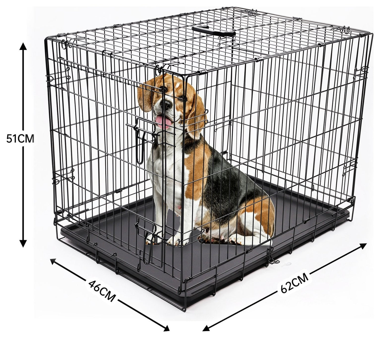 Medium Metal Dog Cage Crate | Folding Travel Pet Carrier | 77×54×60cm
