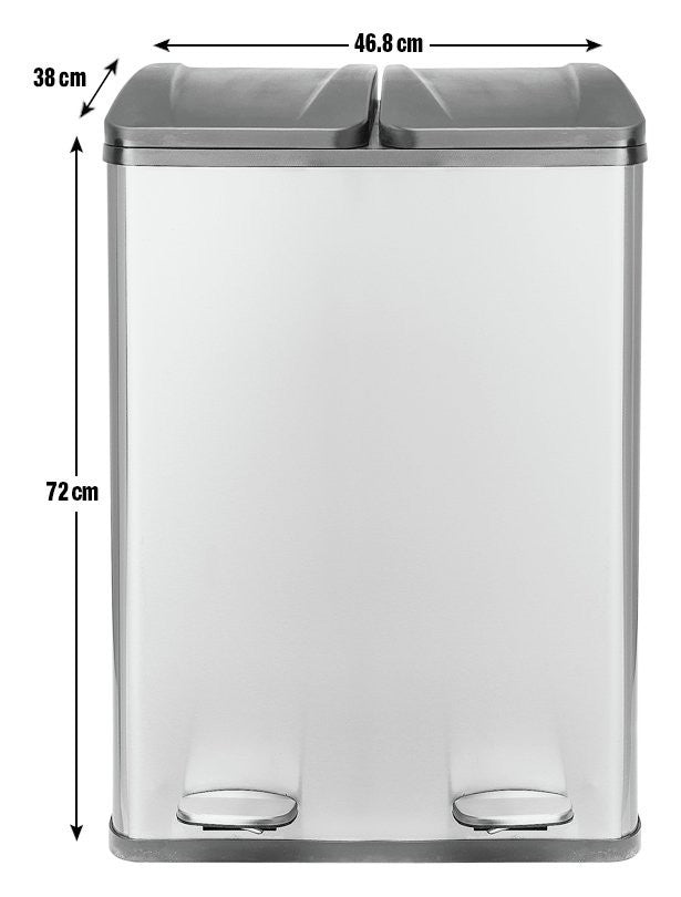 Habitat 55 Litre Twin Compartment Pedal Bin - Steel