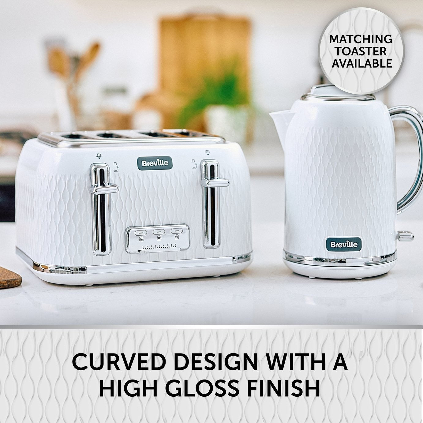 Breville VKT117 Curve Collection Jug Kettle 1.7L - White and Chrome
