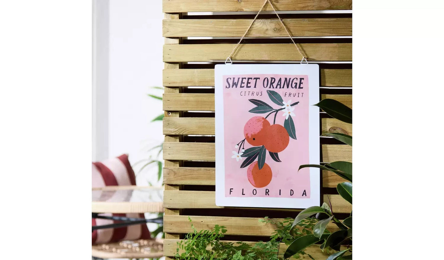 Home Habitat Metal Sweet Orange Garden Outdoor Hanging Sign Plaque