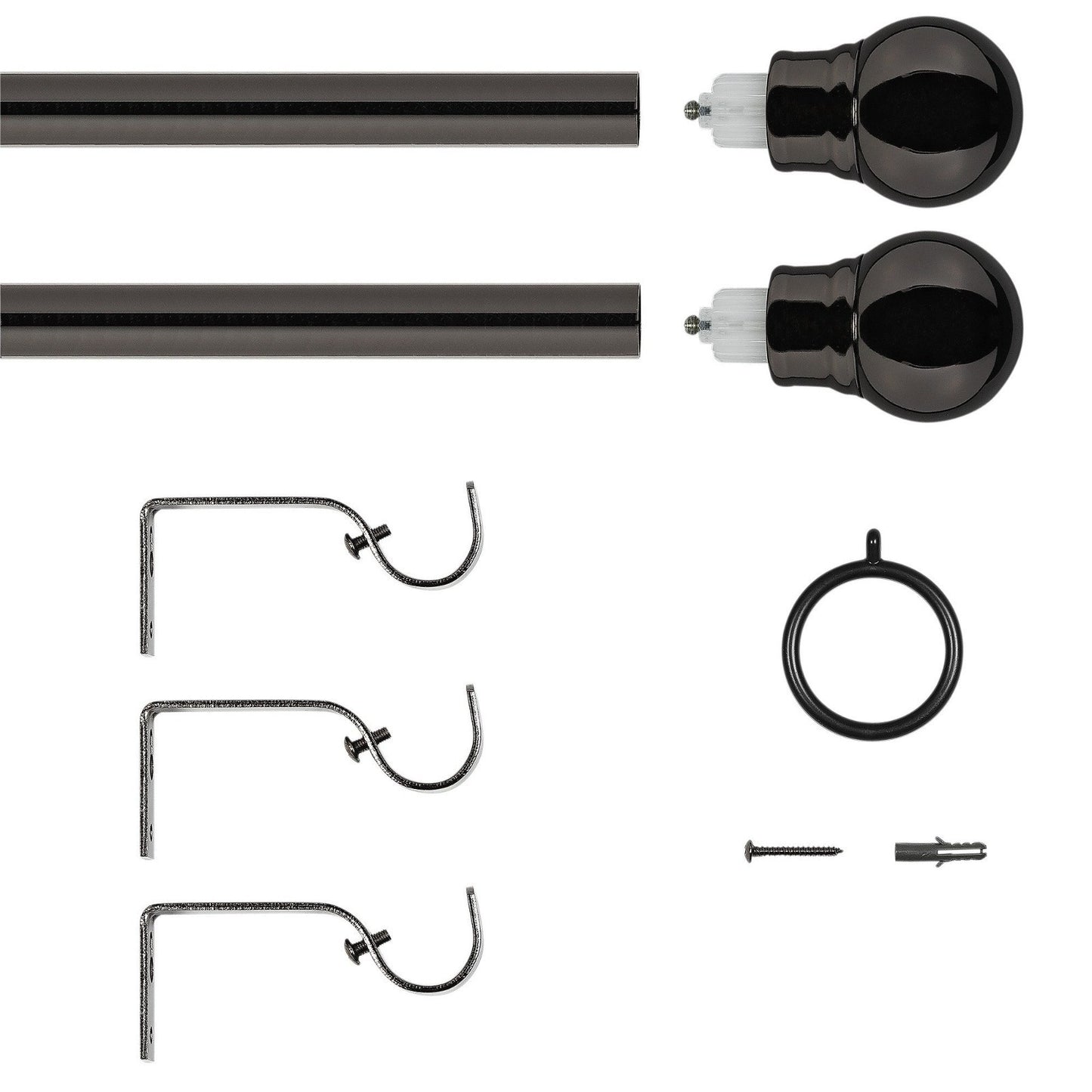 Argos Home Black Extendable Curtain Pole - 110cm - 300cm