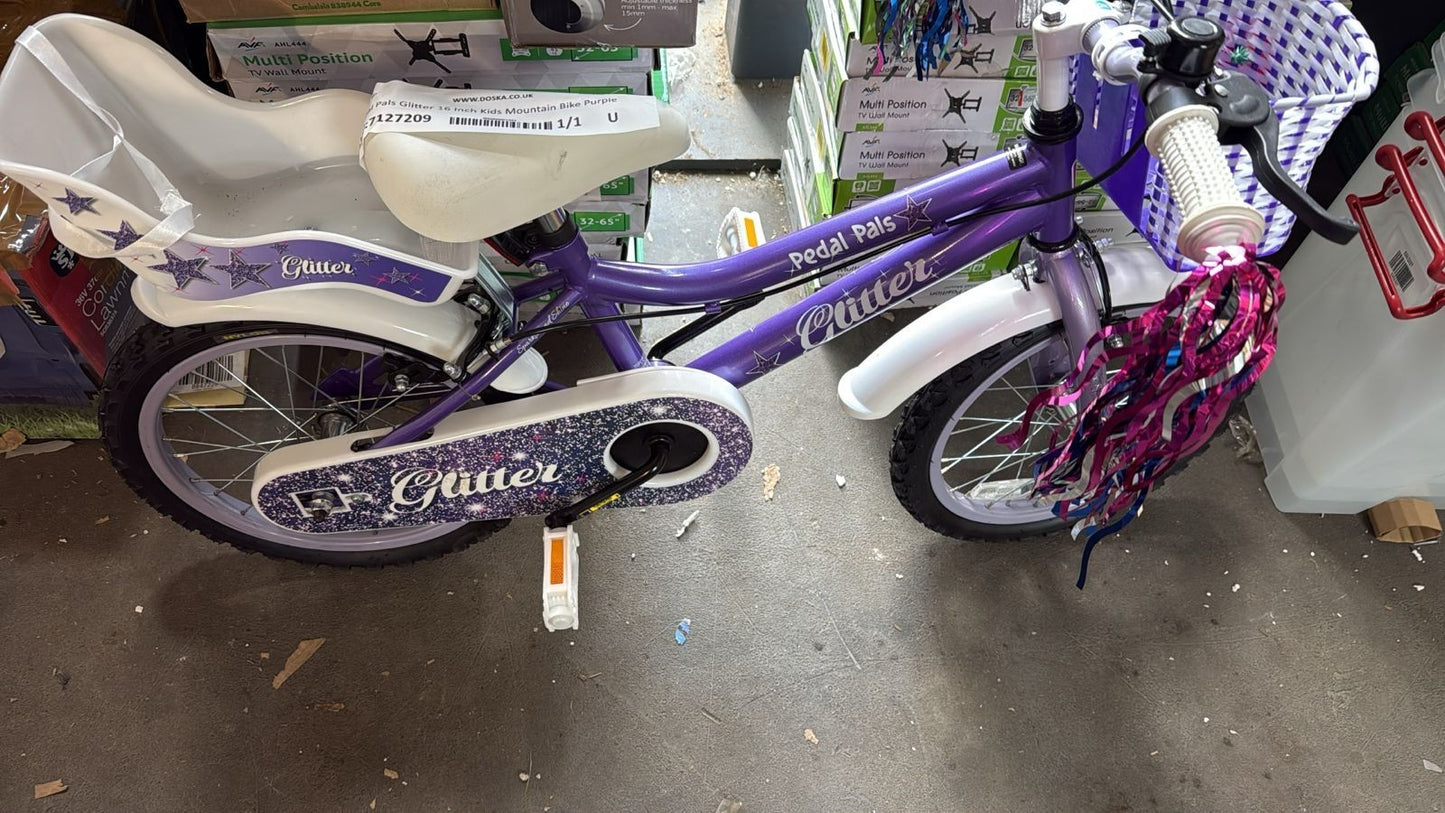 Pedal Pals Glitter 16 Inch Kids Mountain Bike Purple