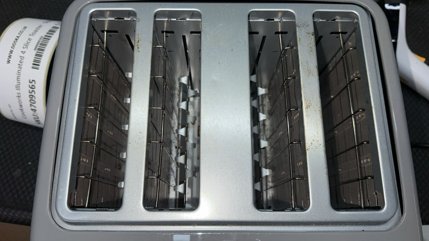 Cookworks Illuminated 4 Slice Toaster - Stone Grey