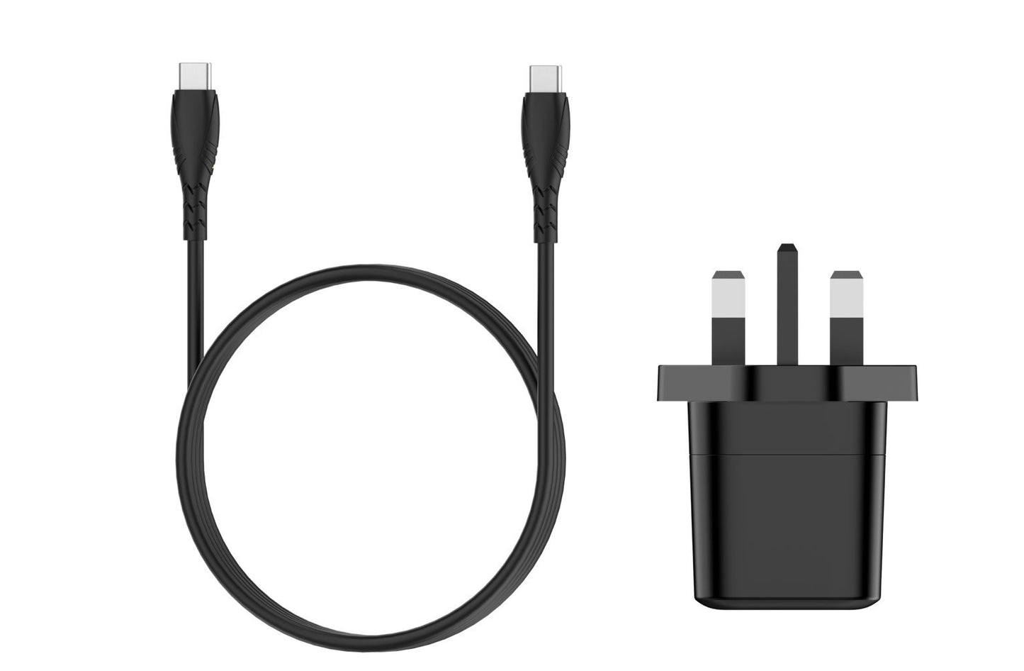25W USB-C Mains Charger and USB-C Cable - Black