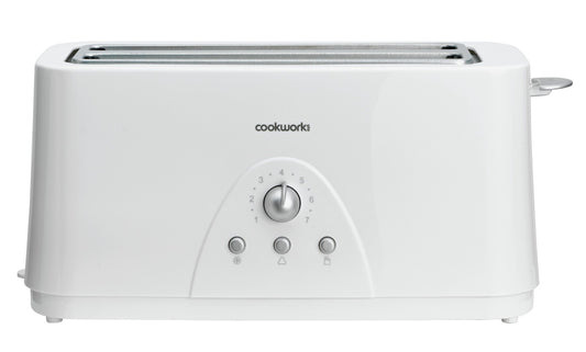 Cookworks Long Slot 4 Slice Toaster - White