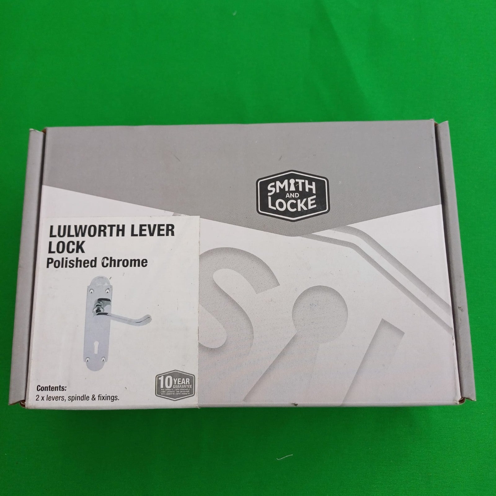 Smith & Locke Lulworth Fire Rated Lock Lever Door Handles Pair Backplate PC