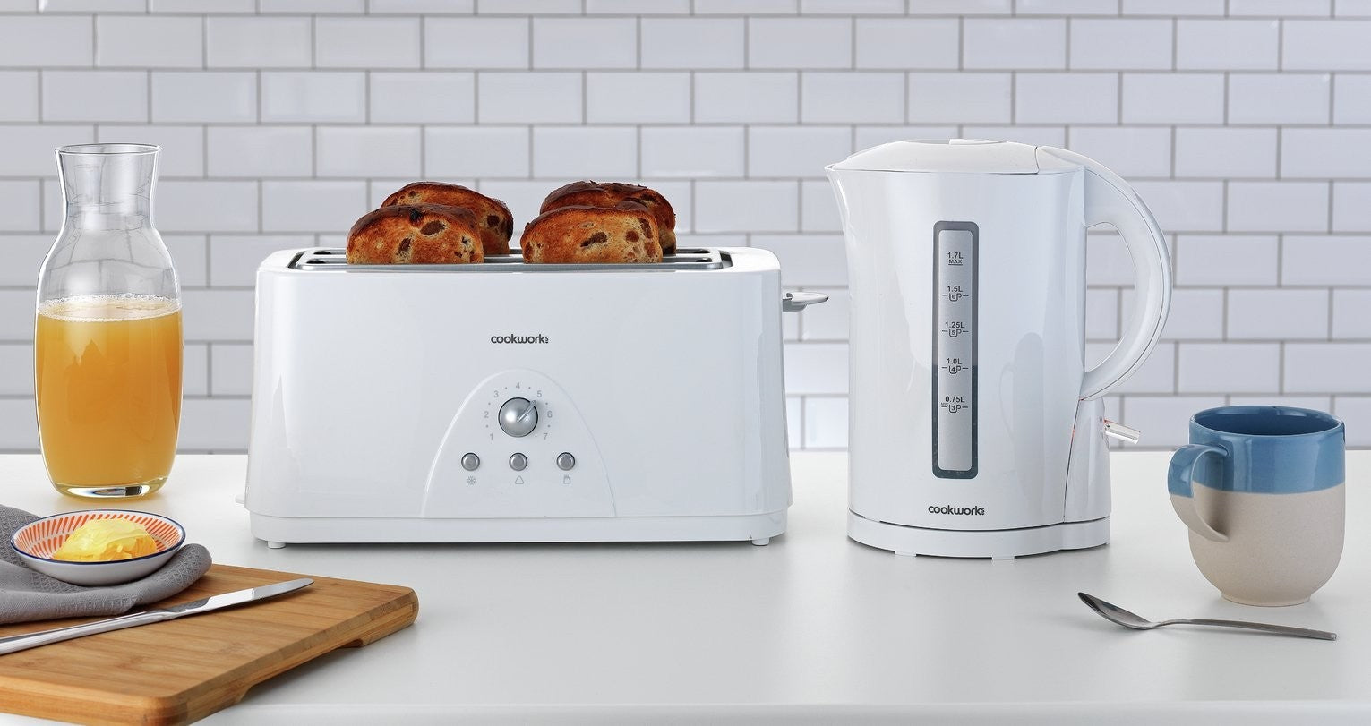 Cookworks Long Slot 4 Slice Toaster - White