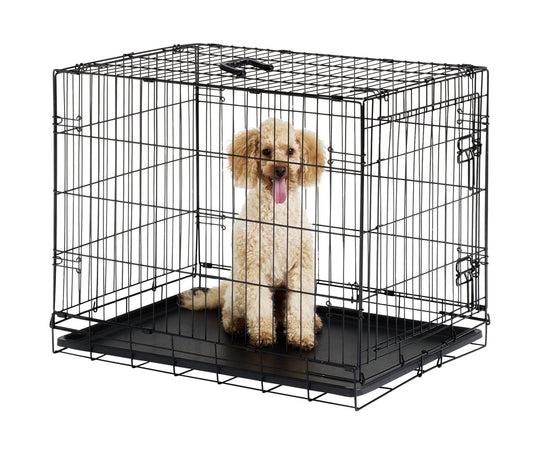 Medium Metal Dog Cage Crate | Folding Travel Pet Carrier | 77×54×60cm