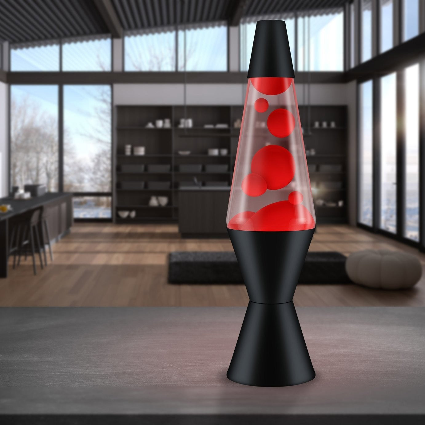Black Lava Lamp 14.5in - Red