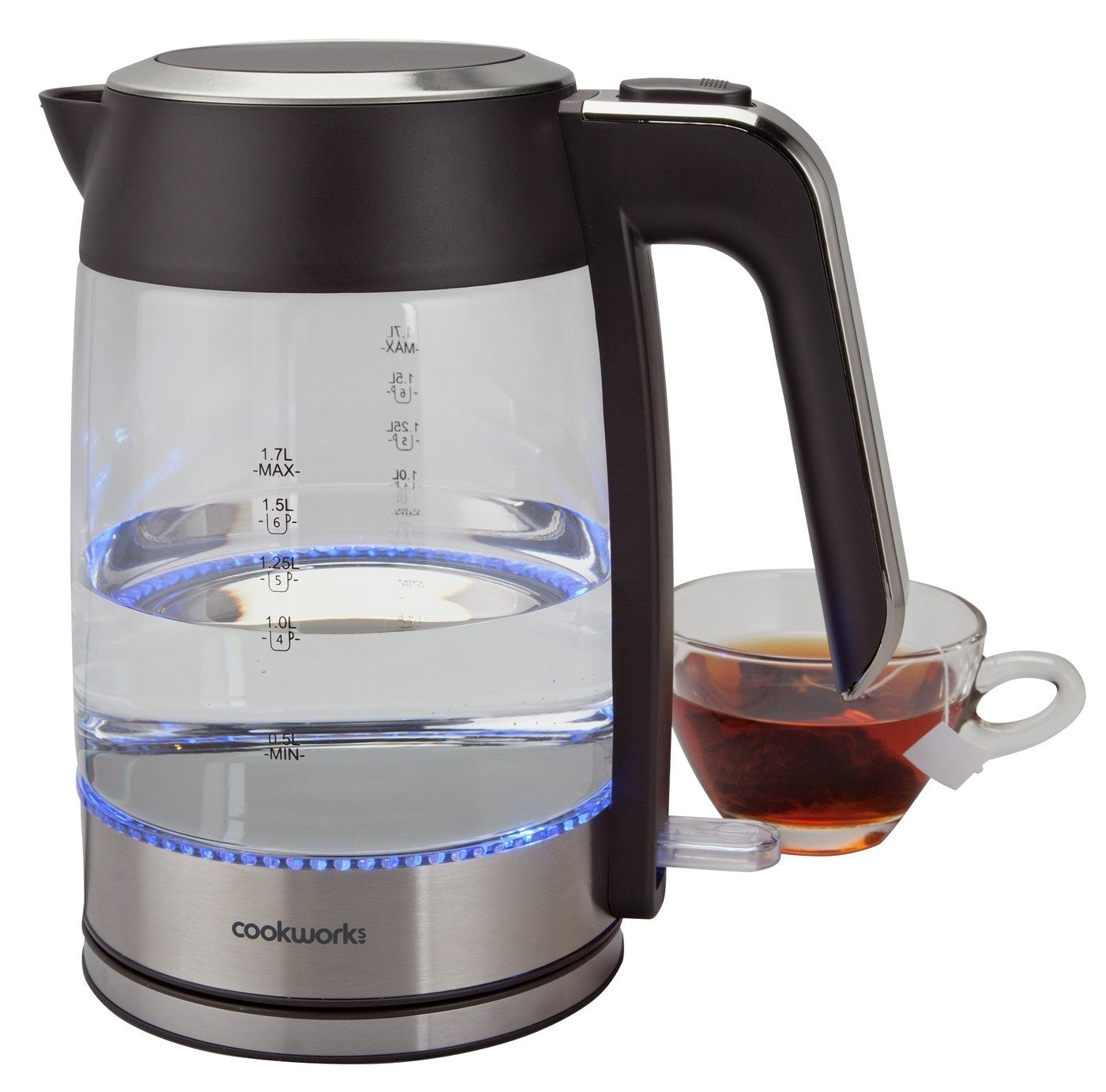 Cookworks Illuminating Kettle - Glass and Stainless Steel
