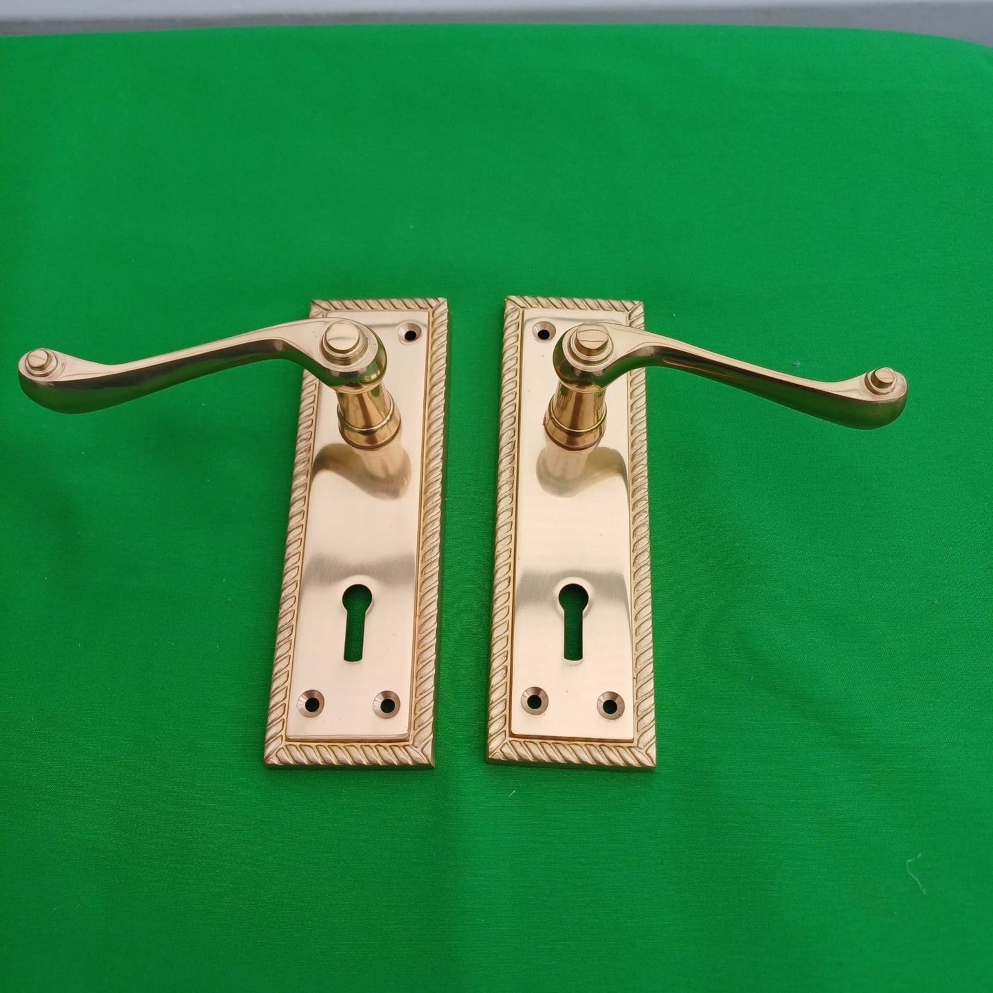 DOOR HANDLES CLASSIC GEORGIAN BRASS ROPE EDGE SCROLL LEVER LATCH LOCK HANDLE