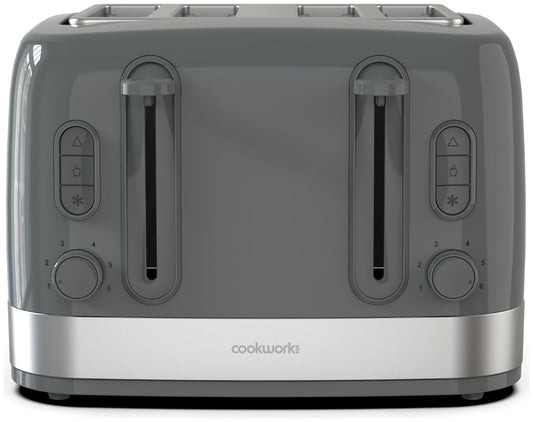 Cookworks Illuminated 4 Slice Toaster - Stone Grey