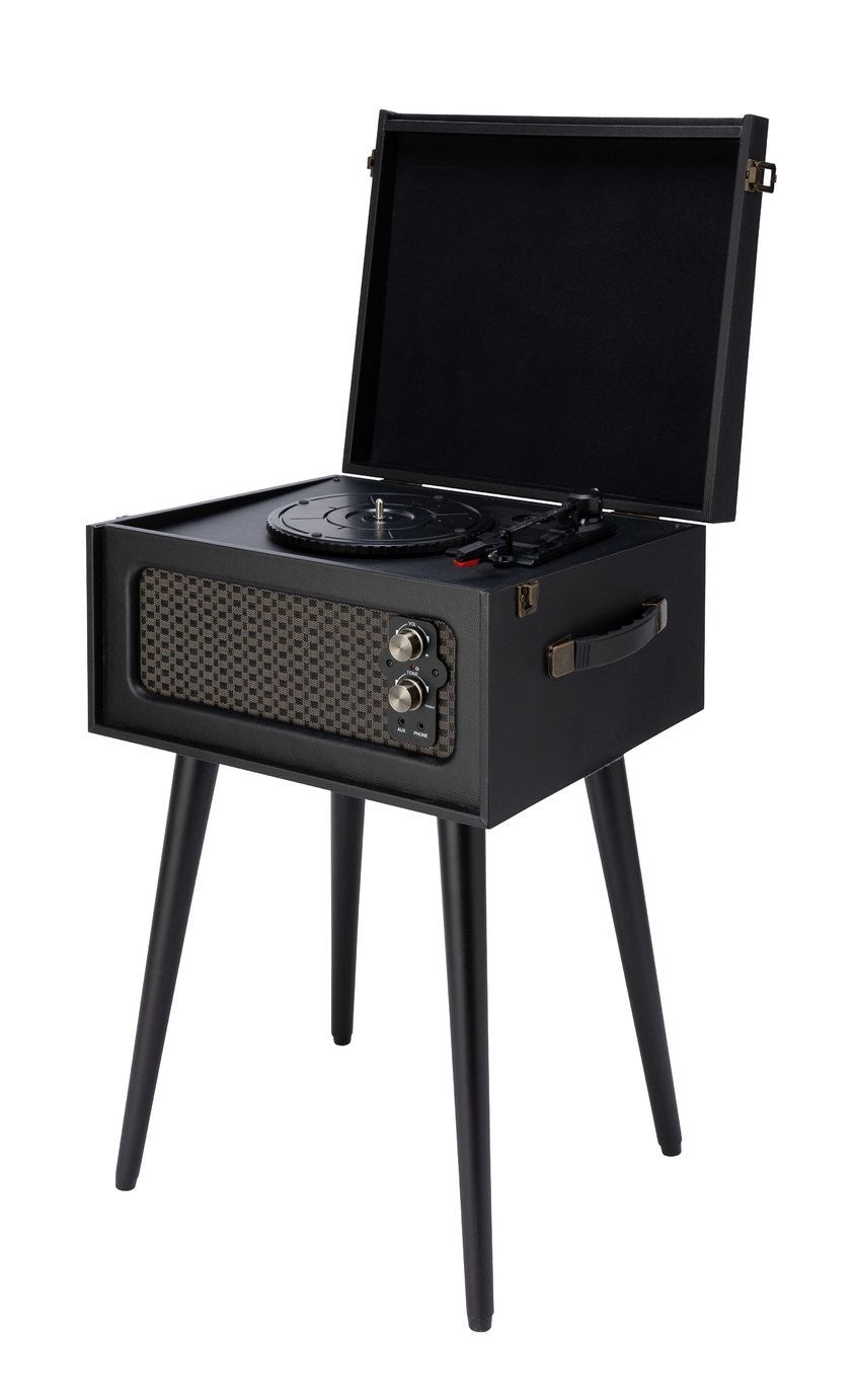 Bush Wooden Bluetooth Turntable Retro Aux Record Player Withs Legs Black 7164138