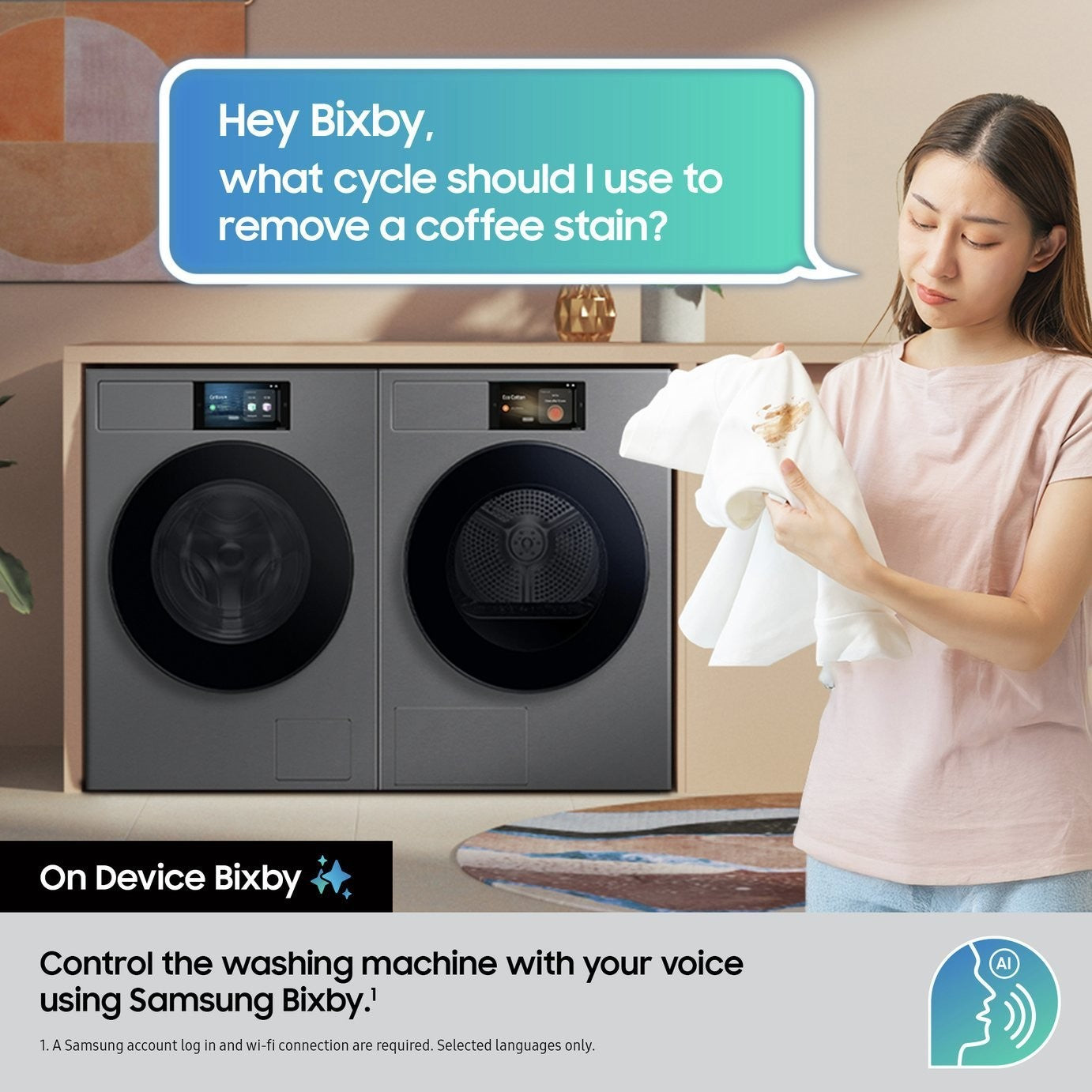 Samsung AI Home WF90F09C4SU1 9KG Washing Machine – Silver