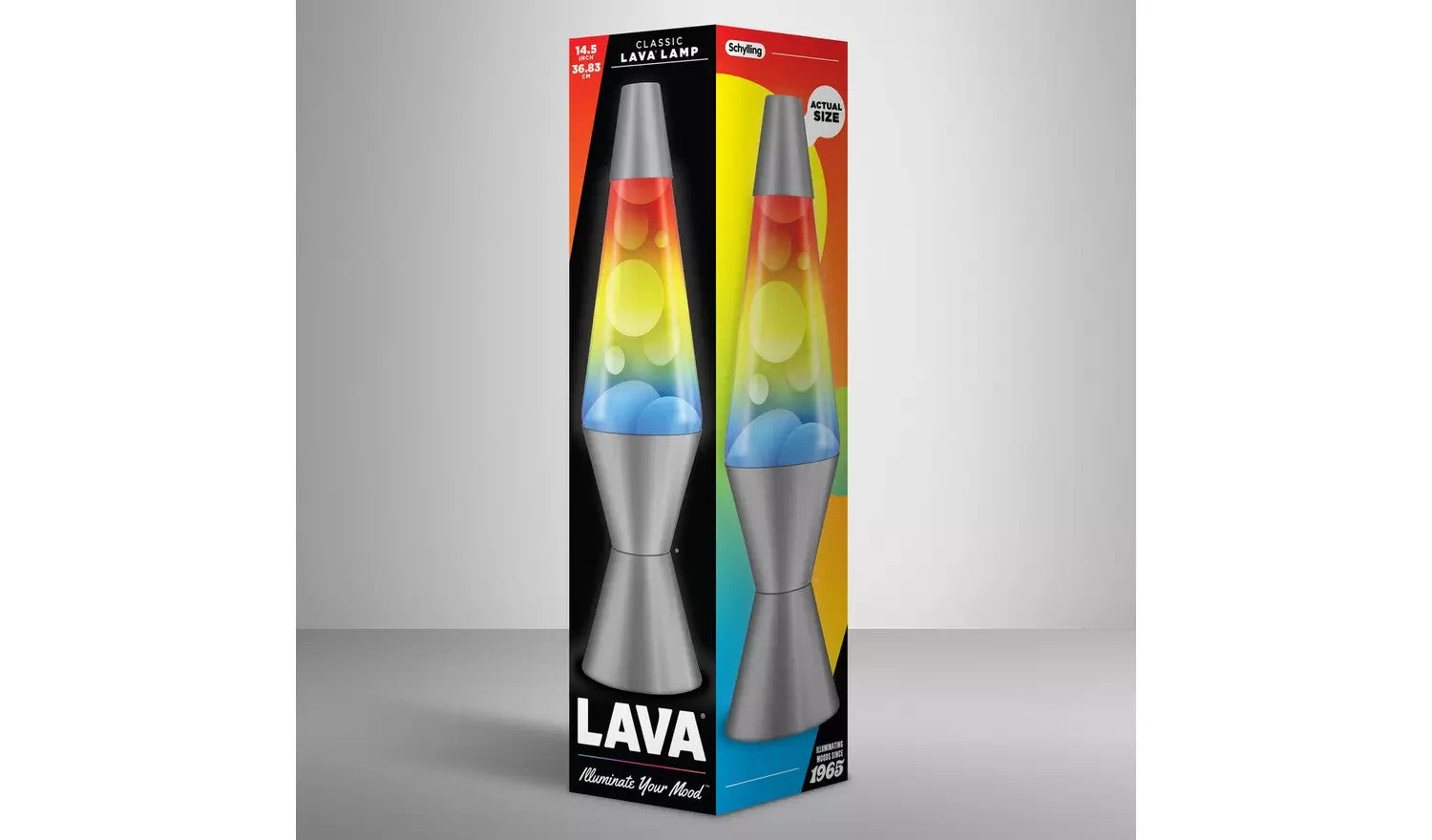 Rainbow Glitz Lava Lamp 14.5in - Yellow & Silver