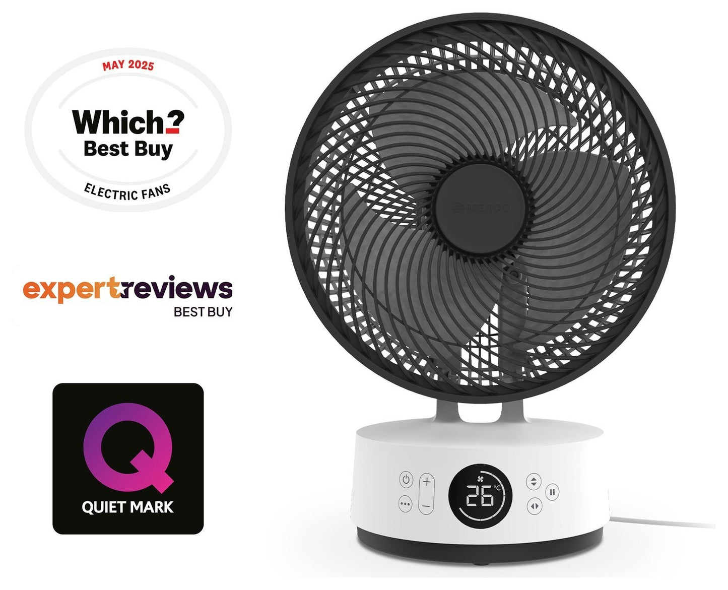 Meaco Sefte White Desk Fan - 10 Inch
