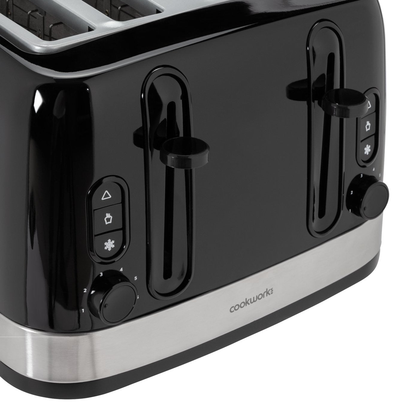 Cookworks 4 Slice Toaster 2300W Illuminated Wide Slots High Lift Black 8386276