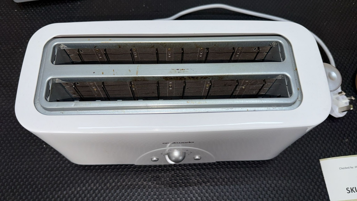 Cookworks Long Slot 4 Slice Toaster - White