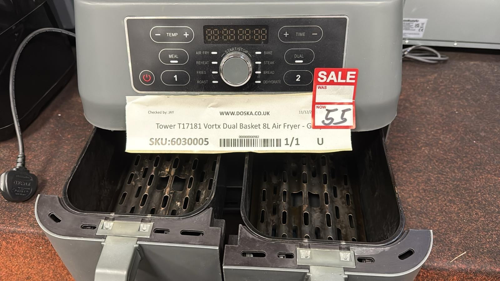 Tower T17181 Vortx Dual Basket 8L Air Fryer - Grey