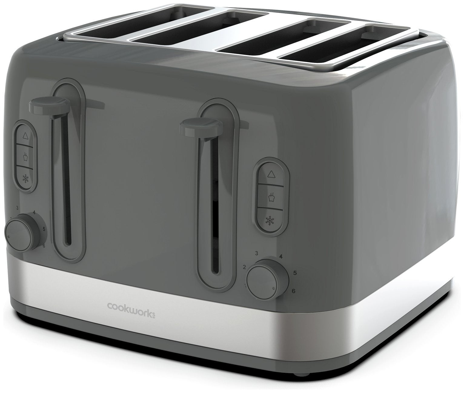 Cookworks Illuminated 4 Slice Toaster - Stone Grey