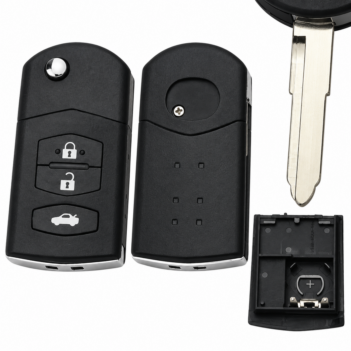 Mazda 3 6 MX-5 RX-8 Key Case 3 Button Flip Remote Fob Mitsubishi