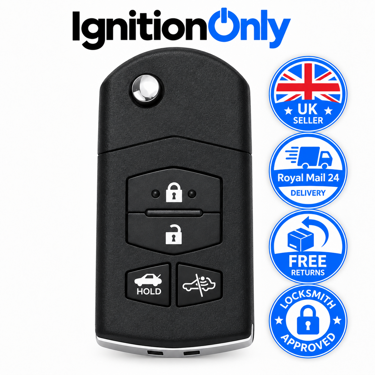4 Button Flip Remote Key Fob Case for Mazda MX-5 2005-2012