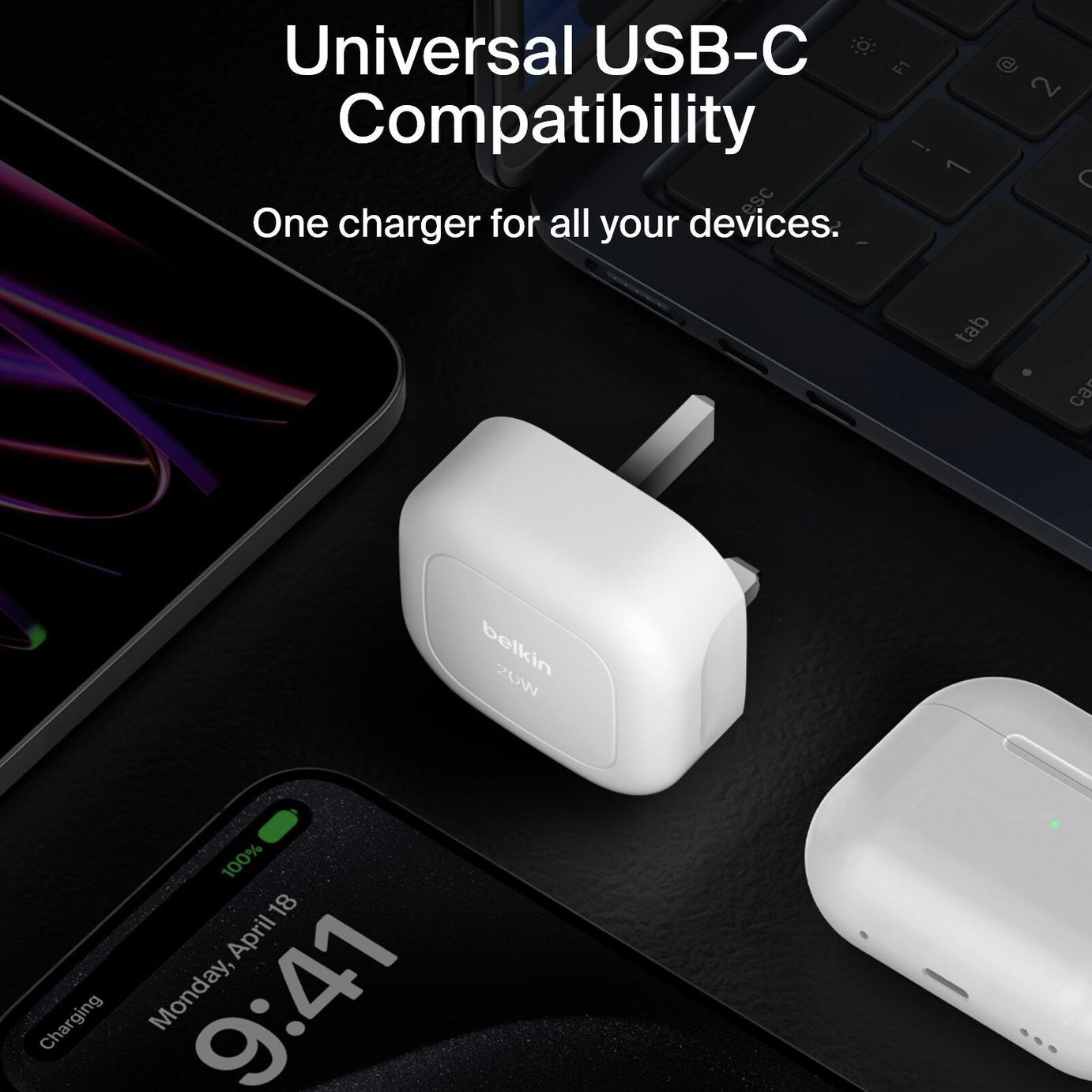 Belkin 20W USB-C Compact Fast Charger, Power Delivery