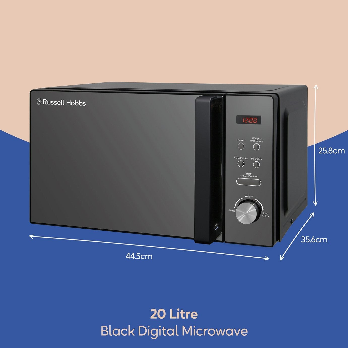 Microwave Russell Hobbs RHM2076B 800W 20L Microwave Black  Auto Cook