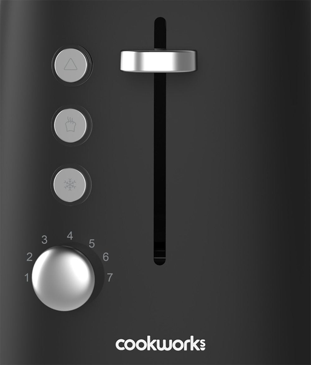 Cookworks Long Slot 4 Slice Toaster - Black and Silver