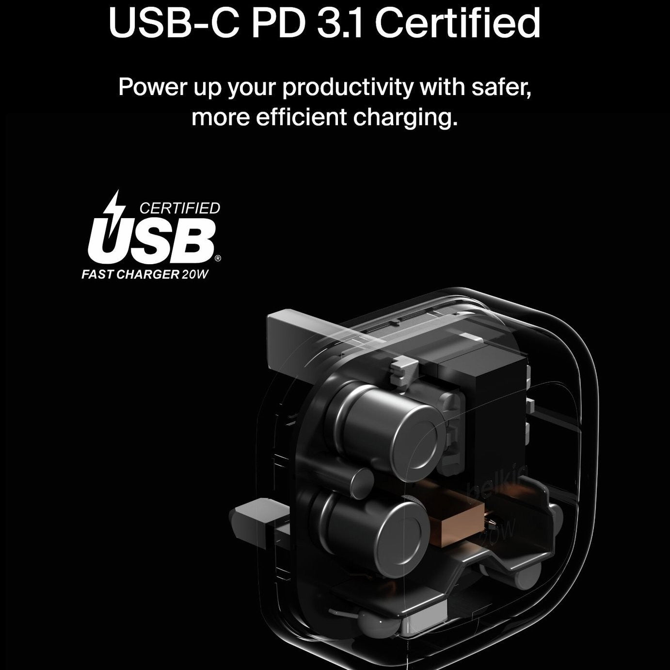 Belkin 20W USB-C Compact Fast Charger, Power Delivery