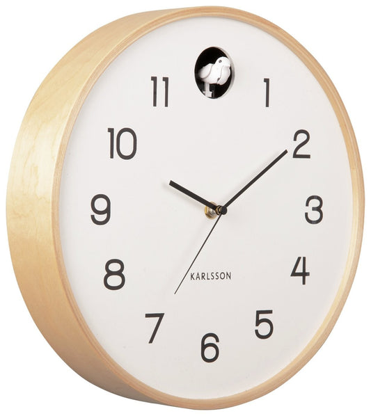 Karlsson Natural Cuckoo Analogue Wall Clock - Birch White