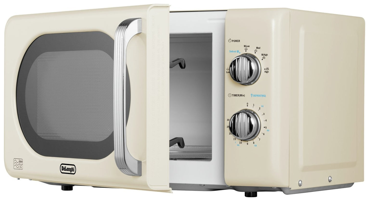De'Longhi Argento Flora 800W Standard Microwave - Cream