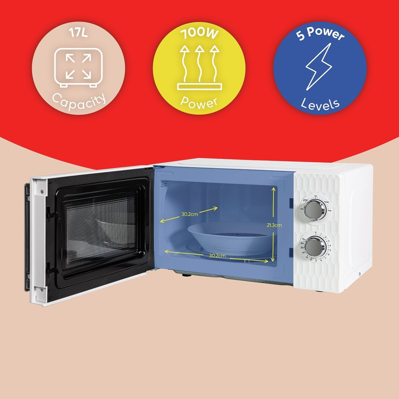 Russell Hobbs RHMM715 Manual Microwave Oven 17L Honeycomb Freestanding 700w