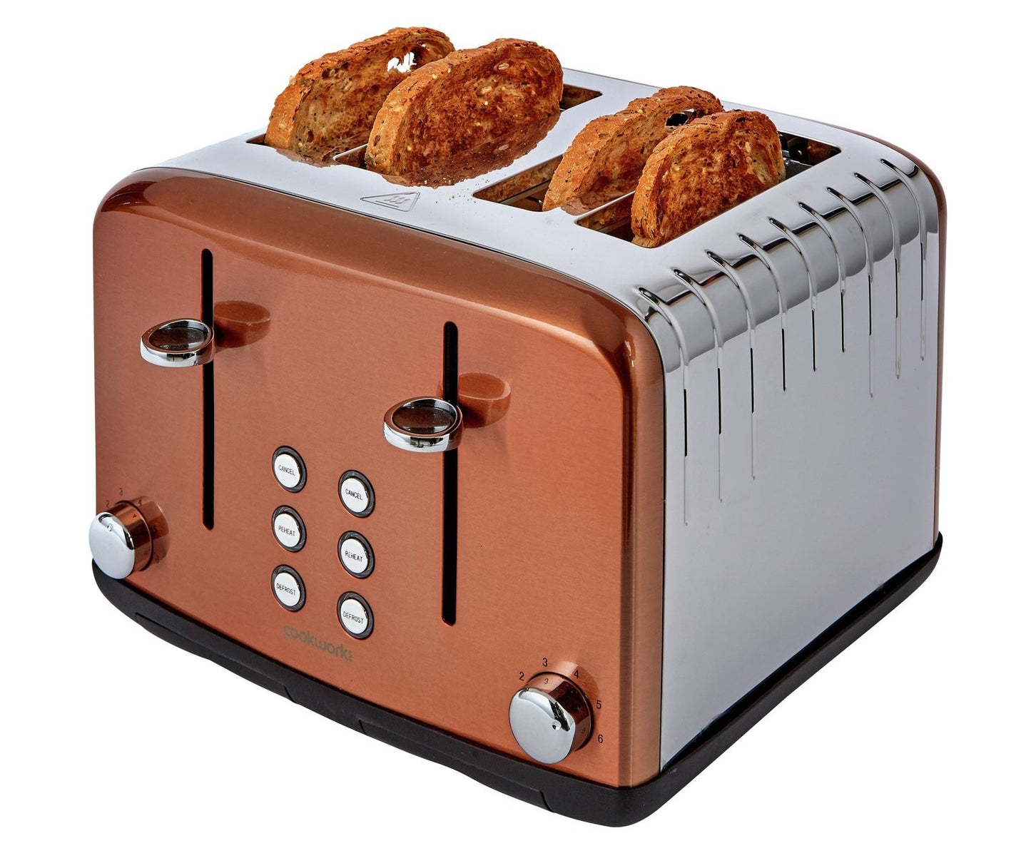COOKWORKS COPPER STAINLESS STEEL 4 SLICE TOASTER