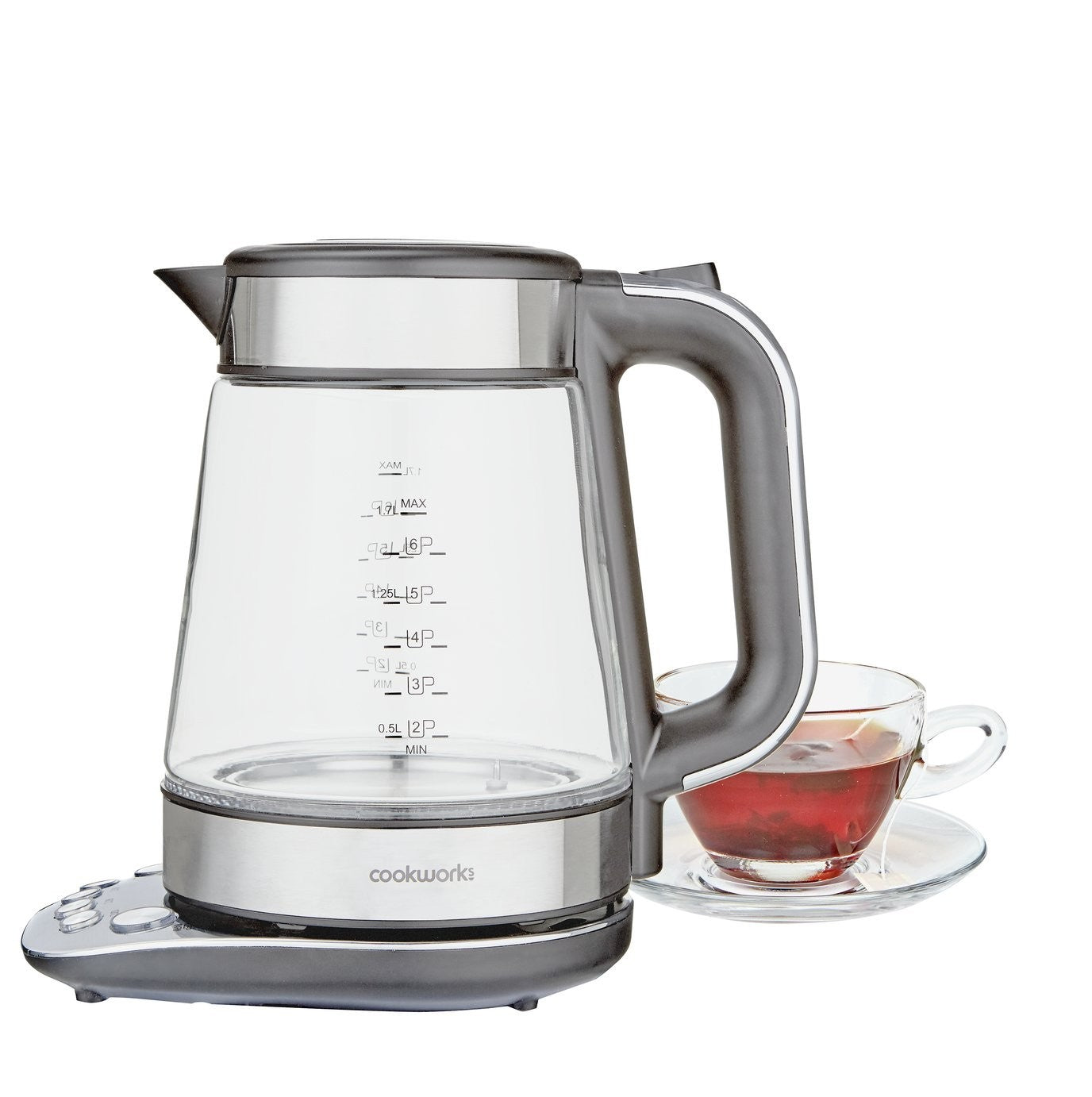 Cookworks Variable Temperature Glass Kettle - S/Steel