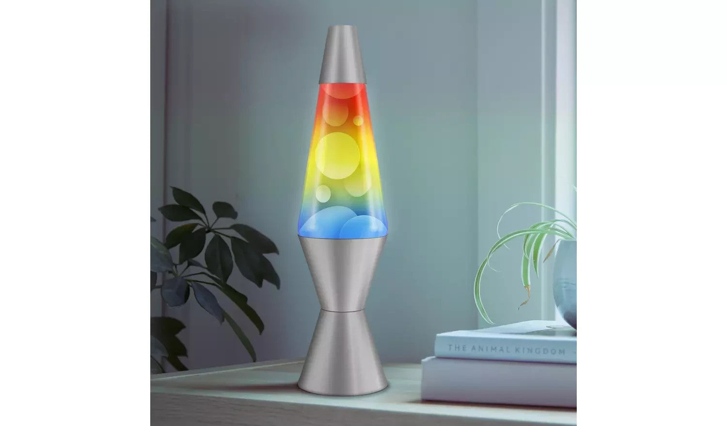 Rainbow Glitz Lava Lamp 14.5in - Yellow & Silver