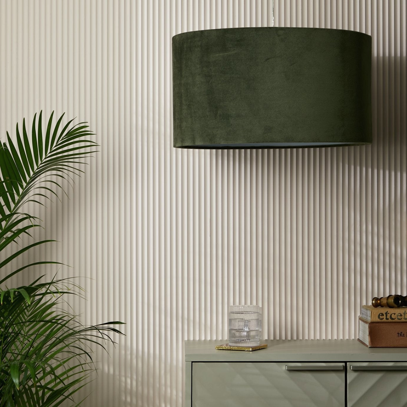 Habitat Green Velvet Easy Fit Lampshade - 49cm