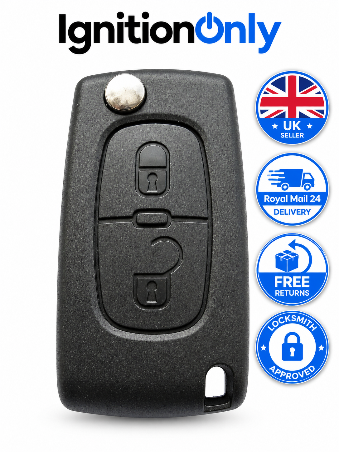 Peugeot 207 Key Case 2 Button Flip Remote Fob HU83 Blade 2006-2012