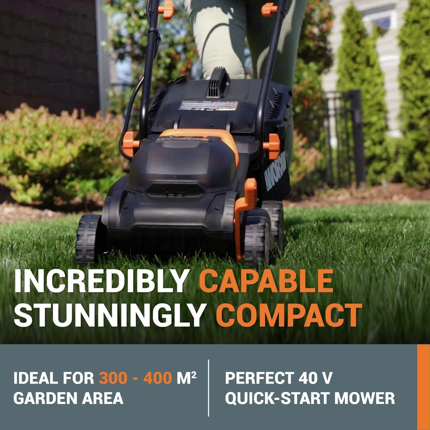 Worx Cordless 34cm Rotary Lawnmower and 25cm Grass Trimmer