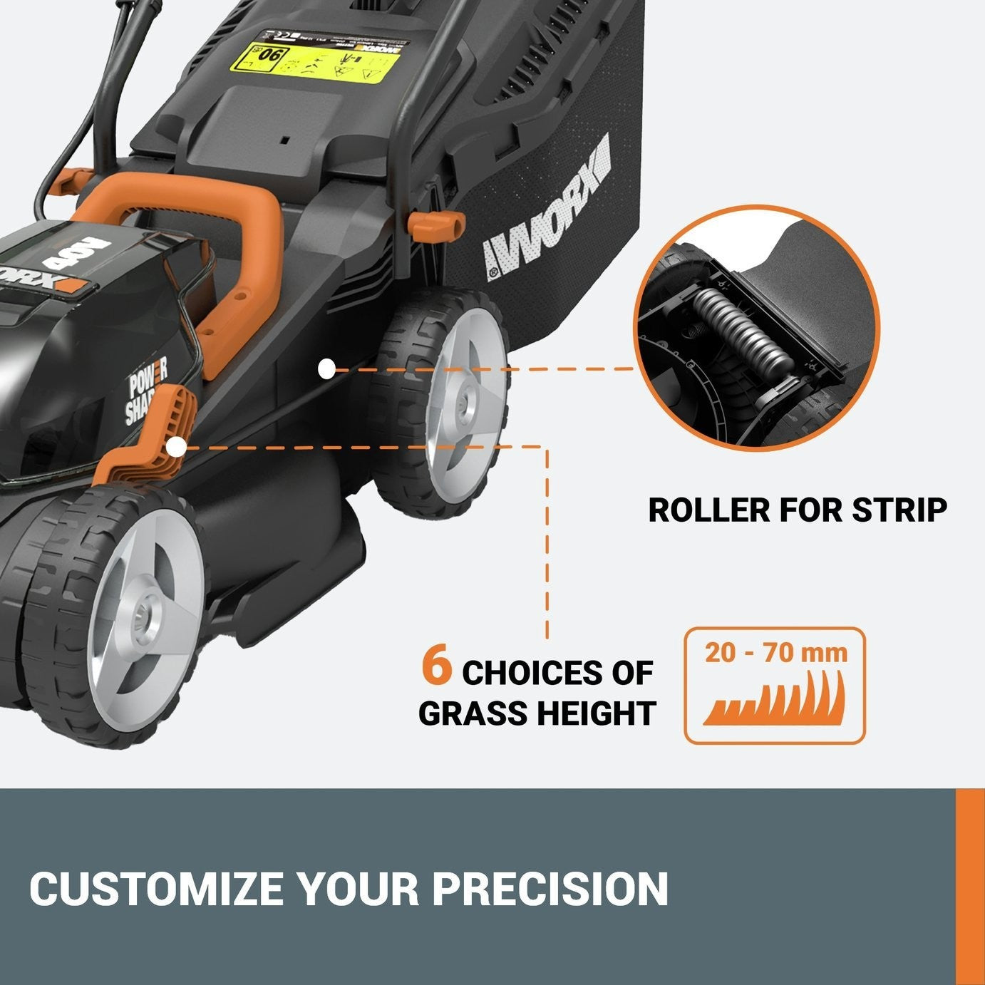 Worx Cordless 34cm Rotary Lawnmower and 25cm Grass Trimmer