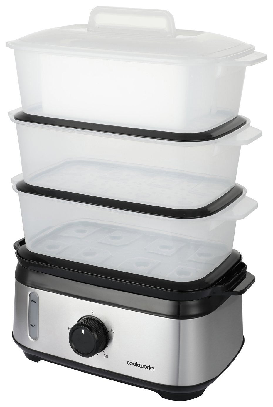Cookworks FS1400-GS 3 Tier Steamer - Stainless Steel