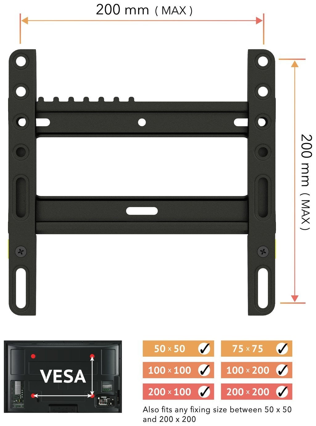 AVF Superior Flat to Wall Up To 43 Inch TV Wall Bracket