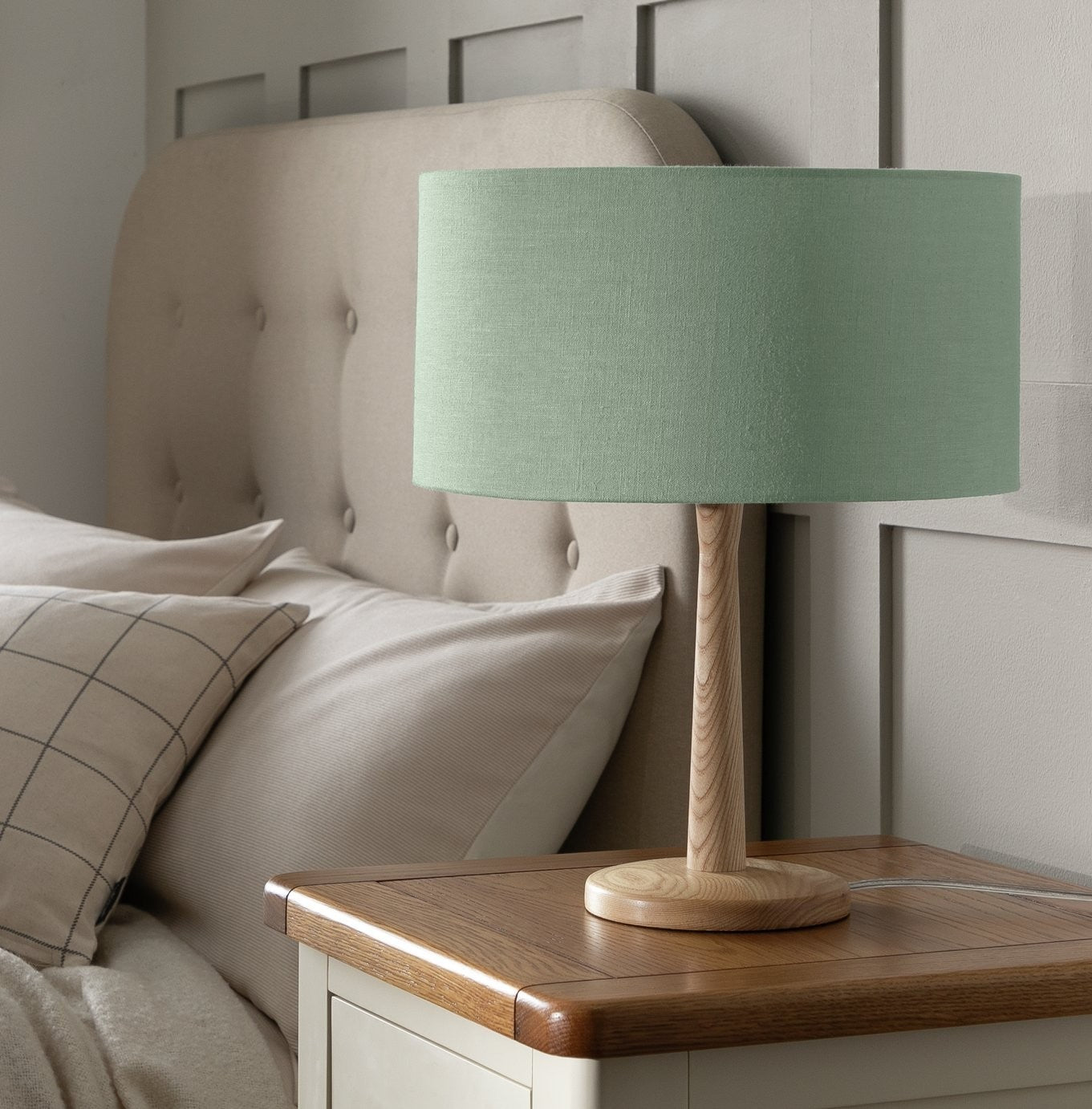 Home Serene Green Fabric Drum Lamp Shade | 35cm | Easy Fit