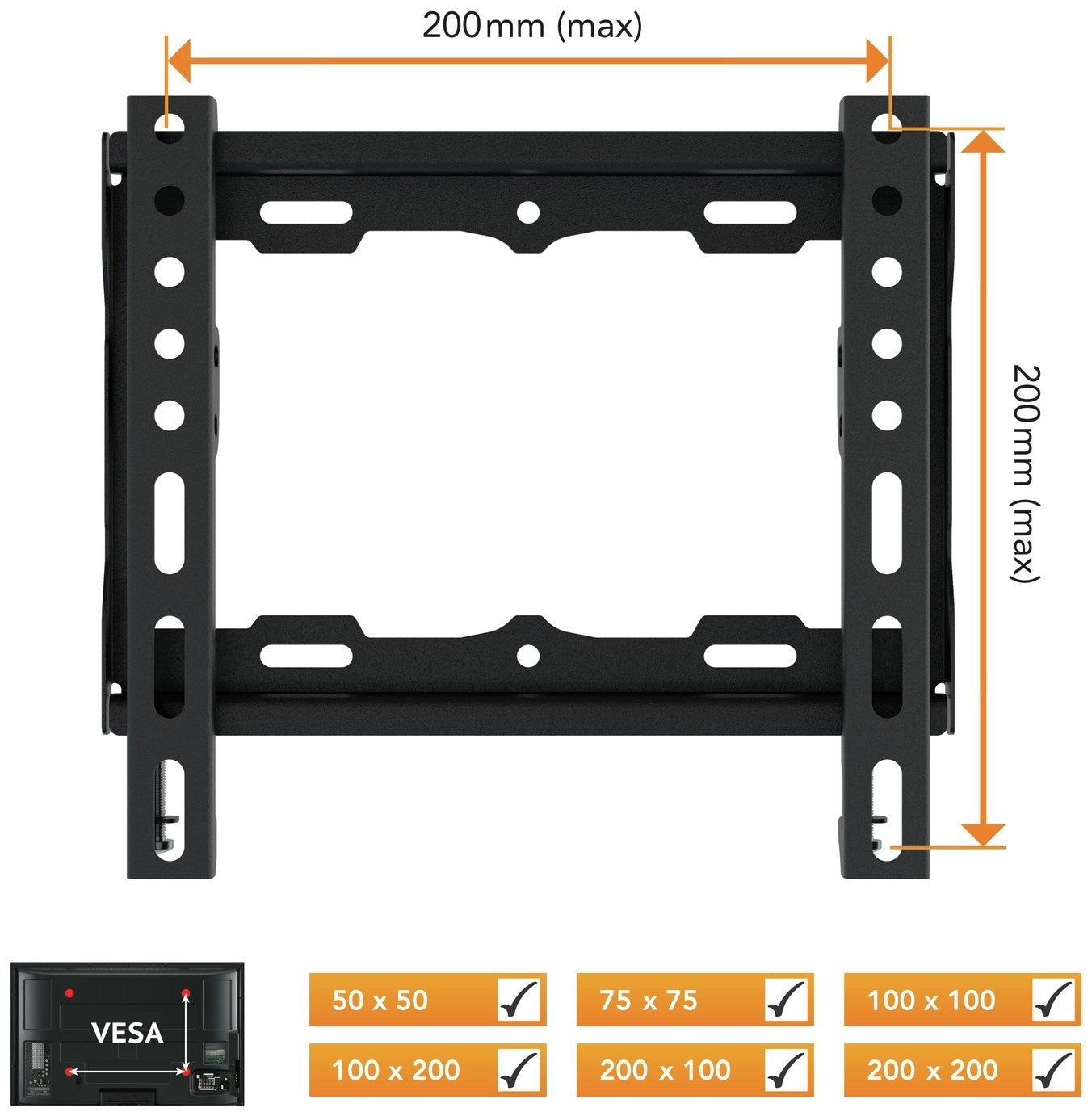 AVF Standard Flat To Wall Up To 43 Inch TV Wall Bracket