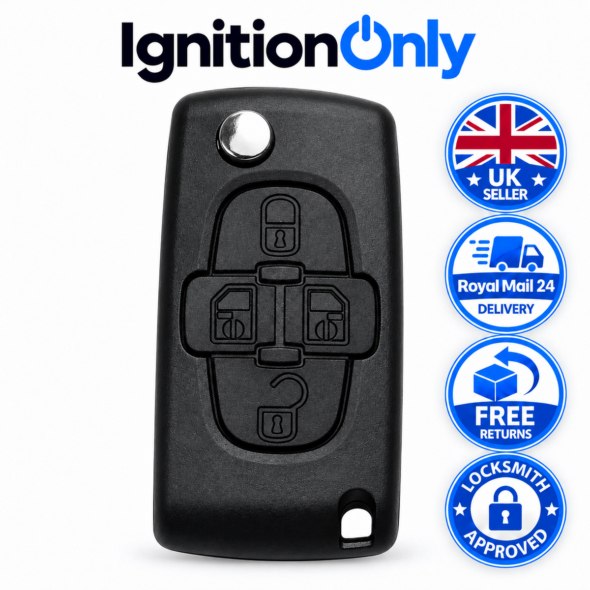4 Button Flip Remote Key Fob Case Shell Replacement for Peugeot 1007 807