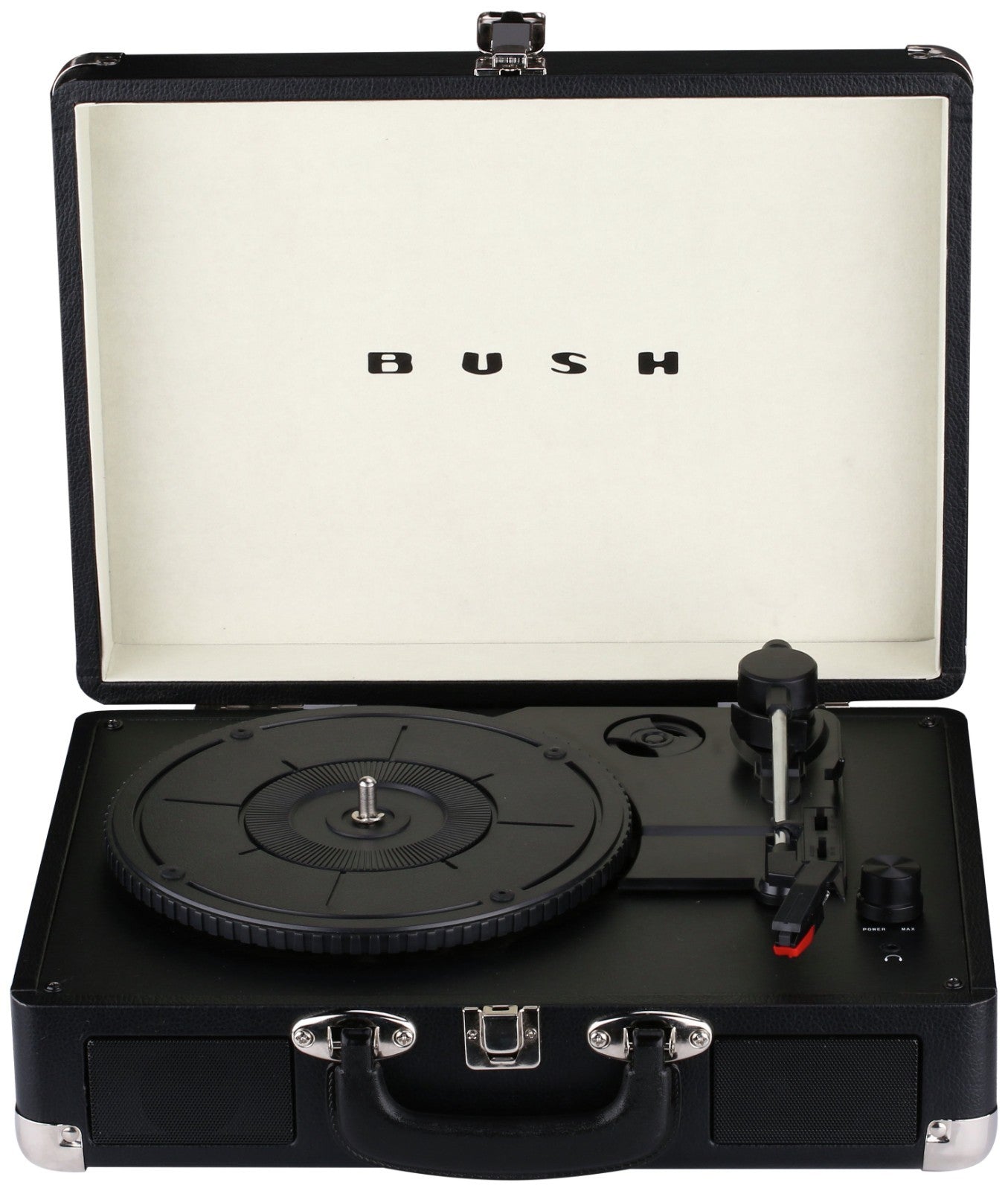 Bush Classic Suitcase Turntable | 3-Speed Vinyl Record Player | Retro Black