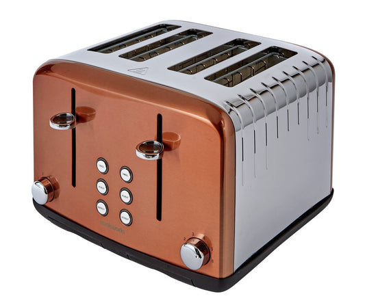 COOKWORKS COPPER STAINLESS STEEL 4 SLICE TOASTER