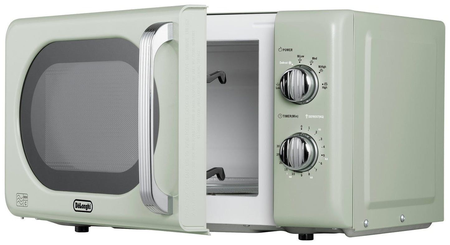 De'Longhi Argento Flora 800W Standard Microwave - Sage Green